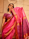 Saree Mall Women's  Blend Pink Woven Design Designer Saree With Blouse Piece-PATOLA1102