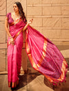 Saree Mall Women's  Blend Pink Woven Design Designer Saree With Blouse Piece-PATOLA1102