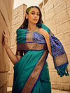 Saree Mall Women's  Blend Light Blue Woven Design Designer Saree With Blouse Piece-PATOLA1104