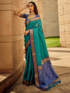 Saree Mall Women's  Blend Light Blue Woven Design Designer Saree With Blouse Piece-PATOLA1104