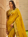 Saree Mall Women's  Blend Mustard Woven Design Designer Saree With Blouse Piece-PATOLA1105