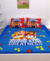 Athom Living Born For Greatness Paw Patrol Digital Printed Cotton Kids Double Bedsheet 270x270 cm with 2 Pillow Cover-PAW-03-239-D