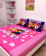 Athom Living Friends Forever Paw Patrol Digital Printed Cotton Kids Double Bedsheet 270x270 cm with 2 Pillow Cover-PAW-03-240-D