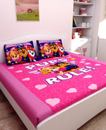 Athom Living Friends Forever Paw Patrol Digital Printed Cotton Kids Double Bedsheet 270x270 cm with 2 Pillow Cover-PAW-03-240-D