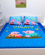 Athom Living The Pig Family Peppa Pig Digital Printed Cotton Kids Double Bedsheet 270x270 cm with 2 Pillow Cover-PEP-03-243-D