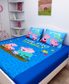 Athom Living The Pig Family Peppa Pig Digital Printed Cotton Kids Double Bedsheet 270x270 cm with 2 Pillow Cover-PEP-03-243-D