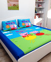 Athom Living Smile Peppa Pig Digital Printed Cotton Kids Double Bedsheet 270x270 cm with 2 Pillow Cover-PEP-03-244-D