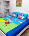 Athom Living Smile Peppa Pig Digital Printed Cotton Kids Double Bedsheet 270x270 cm with 2 Pillow Cover-PEP-03-244-D