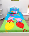 Athom Living Smile Peppa Pig Digital Printed Cotton Kids Single Bedsheet 147x223 cm with Pillow Cover-PEP-03-244-S