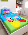 Athom Living Smile Peppa Pig Digital Printed Cotton Kids Single Bedsheet 147x223 cm with Pillow Cover-PEP-03-244-S