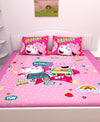 Athom Living BestiesPeppa Pig Digital Printed Cotton Kids Double Bedsheet 270x270 cm with 2 Pillow Cover-PEP-03-245-D