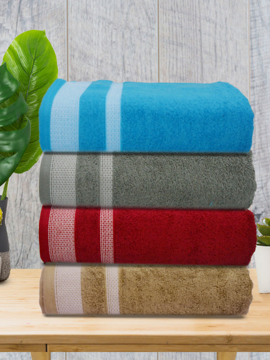 Athom Living Premium Cotton Bath Towel Pack of 4-PER-ABCD