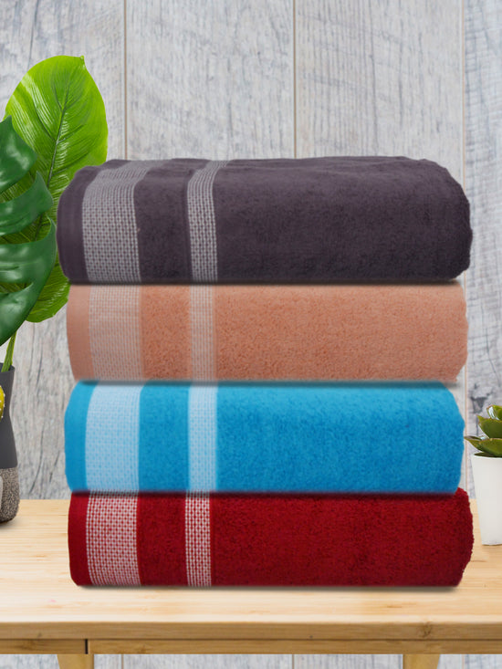 Athom Living Premium Cotton Bath Towel Pack of 4-PER-BDEF