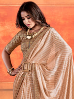 Saree Mall Women's Chiffon Brown Embellished Designer Saree With Blouse Piece-PIHU101