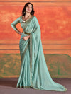 Saree Mall Women's Chiffon Sea Green Embellished Designer Saree With Blouse Piece-PIHU103