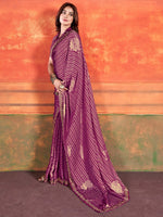 Saree Mall Women's Chiffon Purple Embellished Designer Saree With Blouse Piece-PIHU113