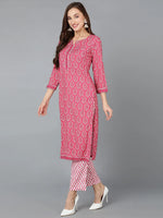 Ahika Women Polyester Abstract Printed Kurta With-PKSET1070A_XS