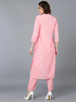 Poly Silk Pink Solid Kurta Pant With