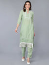 Poly Silk Green Solid Kurta Pant With