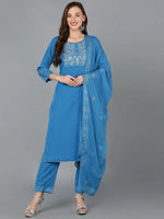 Ahika Women Polyester Yoke Design Kurta Trousers