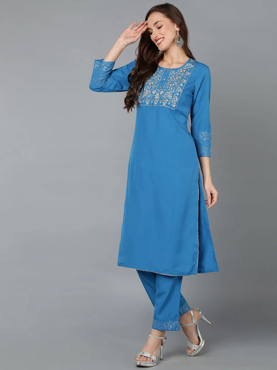 Ahika Women Polyester Yoke Design Kurta Trousers