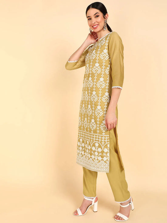 Ahika Poly Silk Embroidered Kurta Trousers With-PKSKD1345A_XS