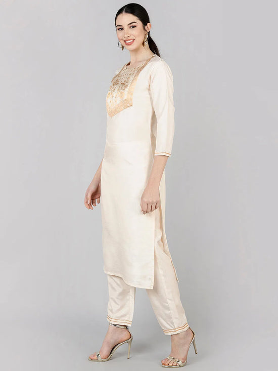 Ahika Poly Silk Yoke Design Kurta Trousers-PKSKD1374_S