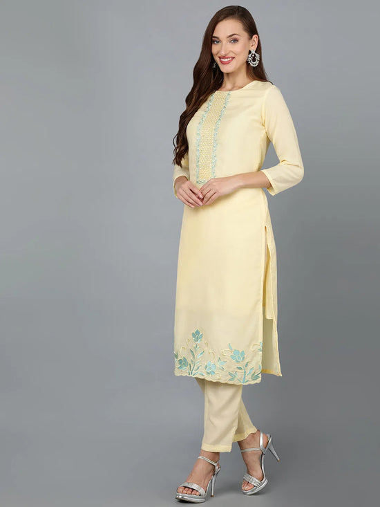 Ahika Women Silk Blend Embroidered Kurta Trouser-PKSKD1494D_XS