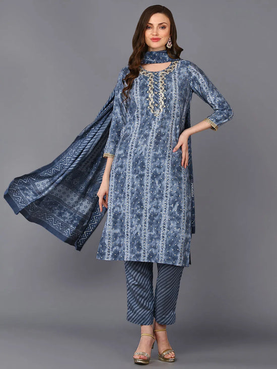 Poly Silk Taupe Printed Straight Kurta Pant