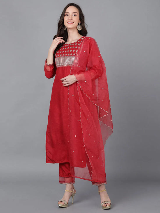 Ahika Women Poly Silk Yoke Design Kurta-PKSKD1550_XS