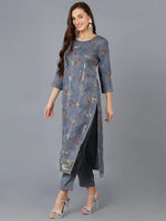 Ahika Women Organza Embroidered Floral Printed Kurta-PKSKD1753_XS