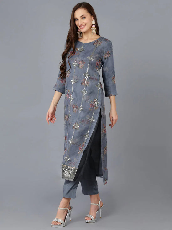 Ahika Women Organza Embroidered Floral Printed Kurta-PKSKD1753_XS