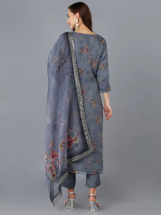 Ahika Women Organza Embroidered Floral Printed Kurta-PKSKD1753_XS