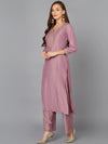 Lilac Silk Blend Embroidered Festive wear Suit-PKSKD1879_XS