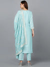 Ice Blue Silk Blend Embroidered Festive wear