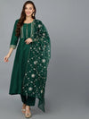 Bottle Green Silk Blend Embroidered Party wear-PKSKD1903_XS