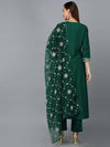 Bottle Green Silk Blend Embroidered Party wear-PKSKD1903_XS