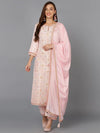 Silk Blend Blush-Pink Jacquard Festive wear Suit