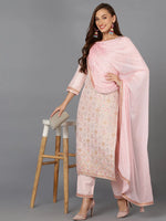 Silk Blend Blush-Pink Jacquard Festive wear Suit