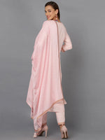 Silk Blend Blush-Pink Jacquard Festive wear Suit