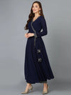 Prussian Blue Georgette Angrakha Pant With Dupatta