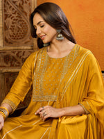 Ahika Polyester Solid Yellow Indian Ethnic