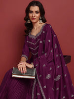 Ahika Polyester Solid Purple Indian Ethnic-PKSKD2064_S