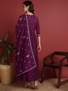 Ahika Polyester Solid Purple Indian Ethnic