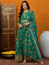 Ahika Polyester Floral Green Indian Ethnic