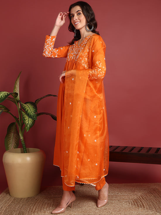 Ahika Cotton Solid Orange Indian Ethnic