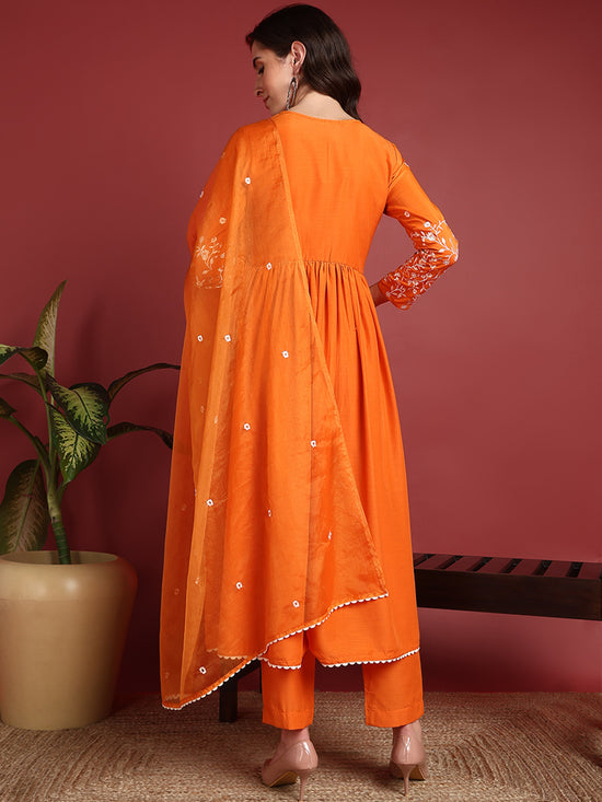 Ahika Cotton Solid Orange Indian Ethnic