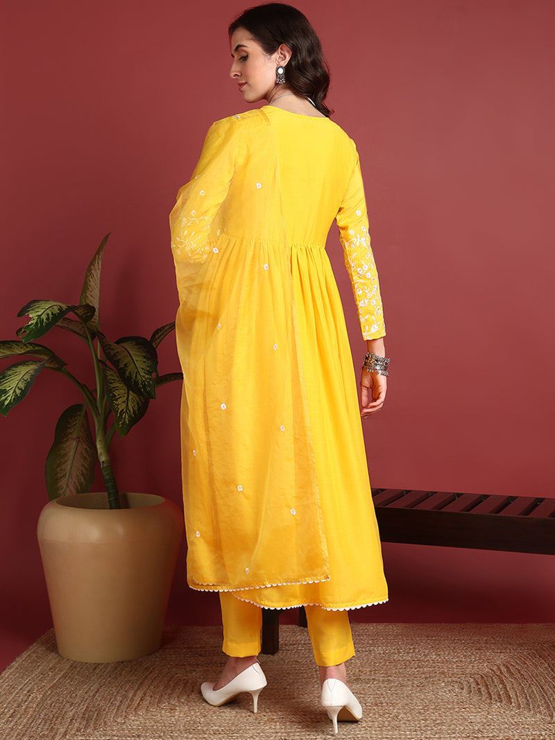 Ahika Cotton Solid Yellow Indian Ethnic