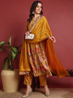 Ahika Polyester Floral Yellow Indian Ethnic-PKSKD2383_S