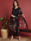 Ahika Polyester Abstract Black Indian Ethnic